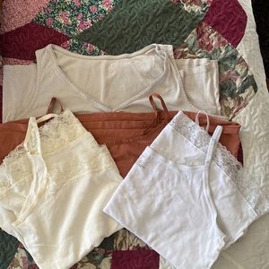 Lot of tank tops, white, tan and putty.